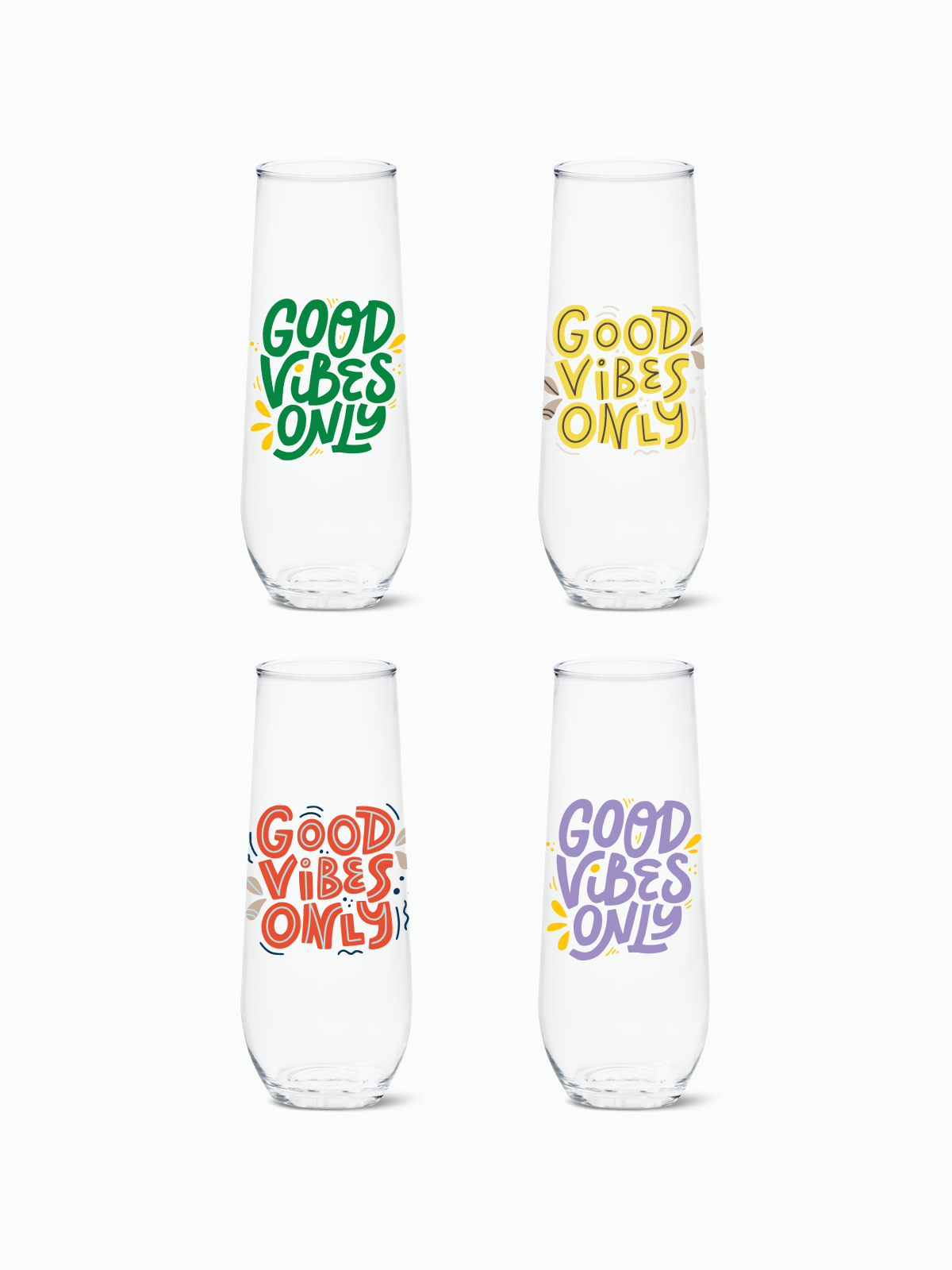 Good Vibes Only - RESERVE 9oz Stemless Champagne Tritan Copolyester Glass