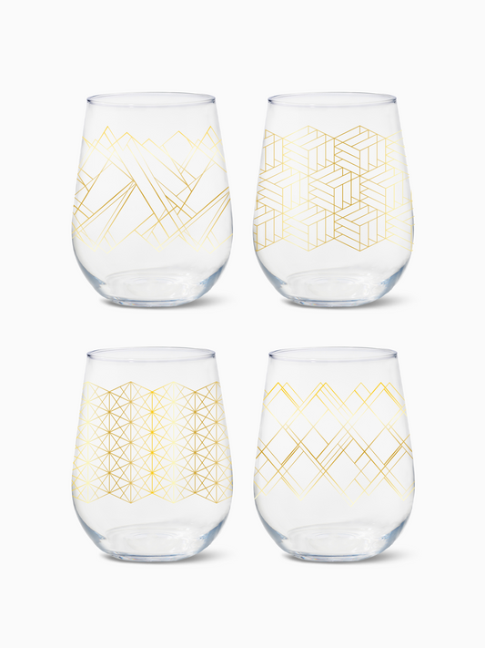 Linear Gold - RESERVE 16oz Stemless Wine Tritan Copolyester Glass