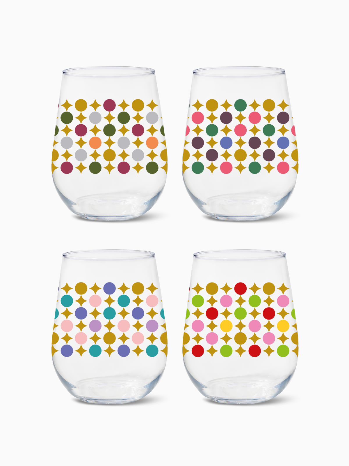 Mid-Century Modern Pattern - RESERVE 16oz Stemless Wine Tritan Copolyester Glass