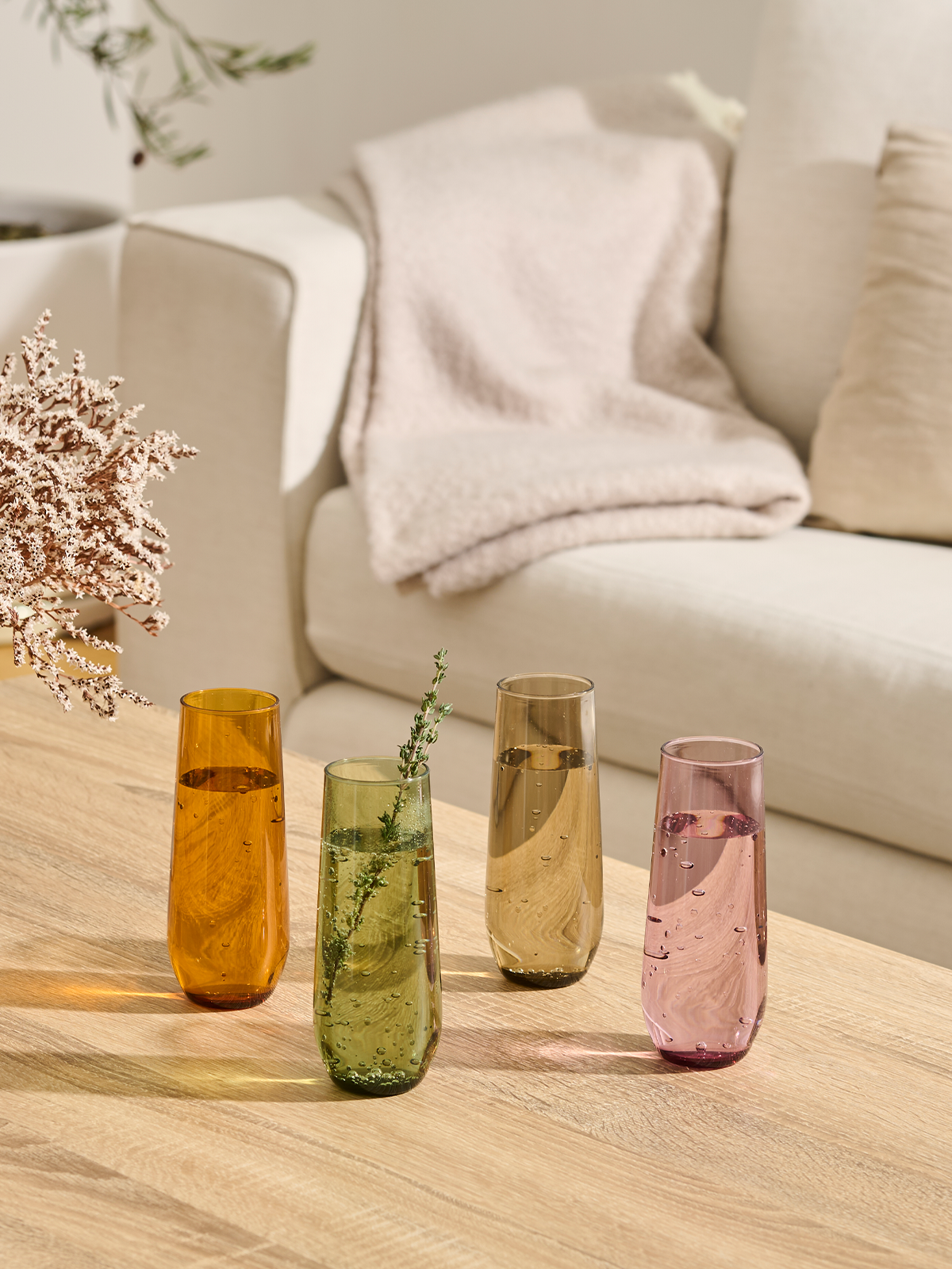 MSRP RESERVE 9oz Stemless Champagne Tritan Copolyester Glass - Mixed Color Set