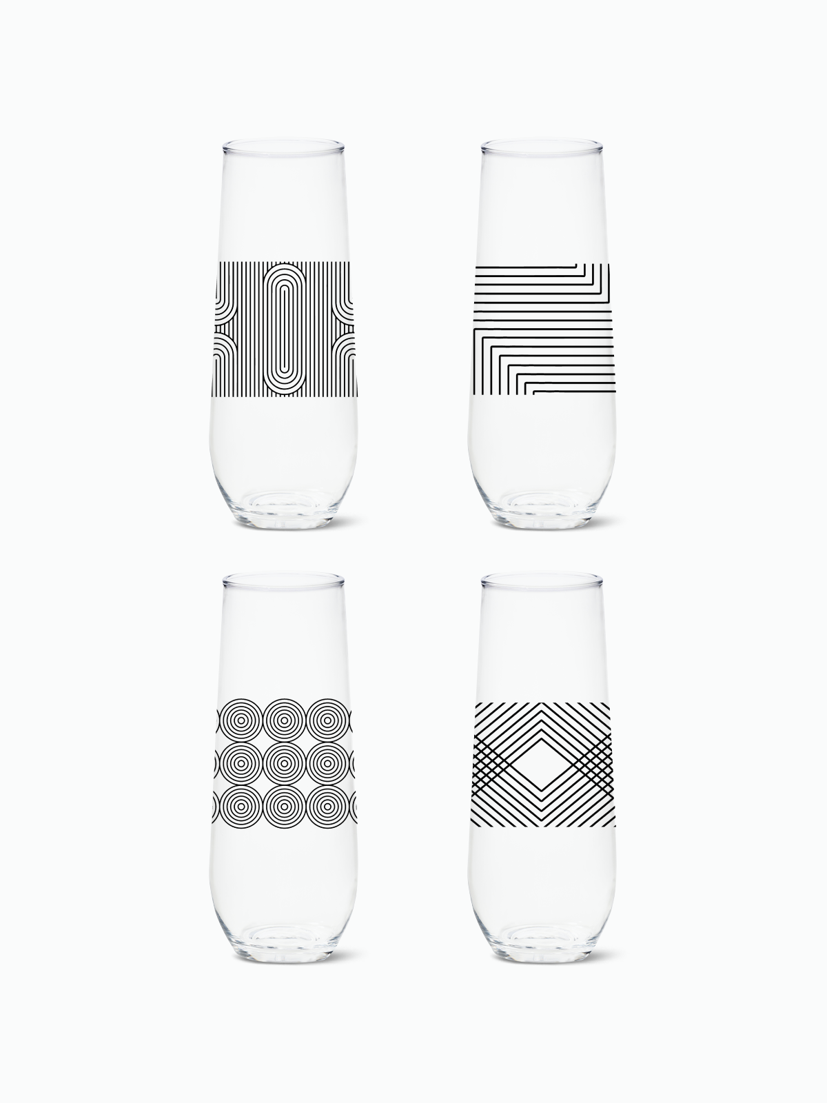 Modern Geometric - RESERVE 9oz Stemless Champagne Tritan Copolyester Glass