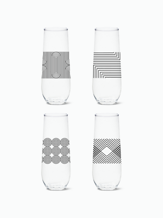 Modern Geometric - RESERVE 9oz Stemless Champagne Tritan Copolyester Glass