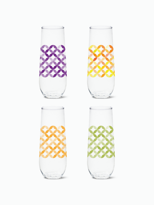 Multi-Color Ribbon- RESERVE 9oz Stemless Champagne Tritan Copolyester Glass