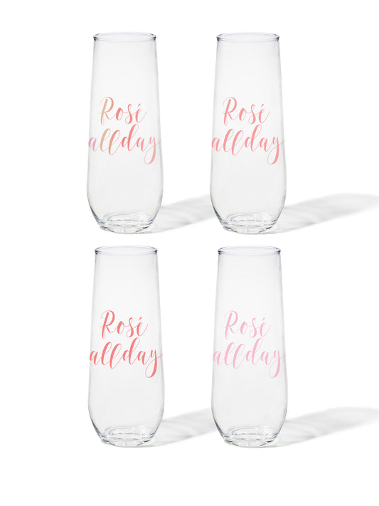 Rosé All Day - RESERVE 9oz Stemless Champagne Tritan Copolyester Glass
