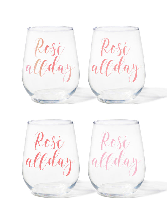 Rosé All Day - RESERVE 16oz Stemless Wine Tritan Copolyester Glass
