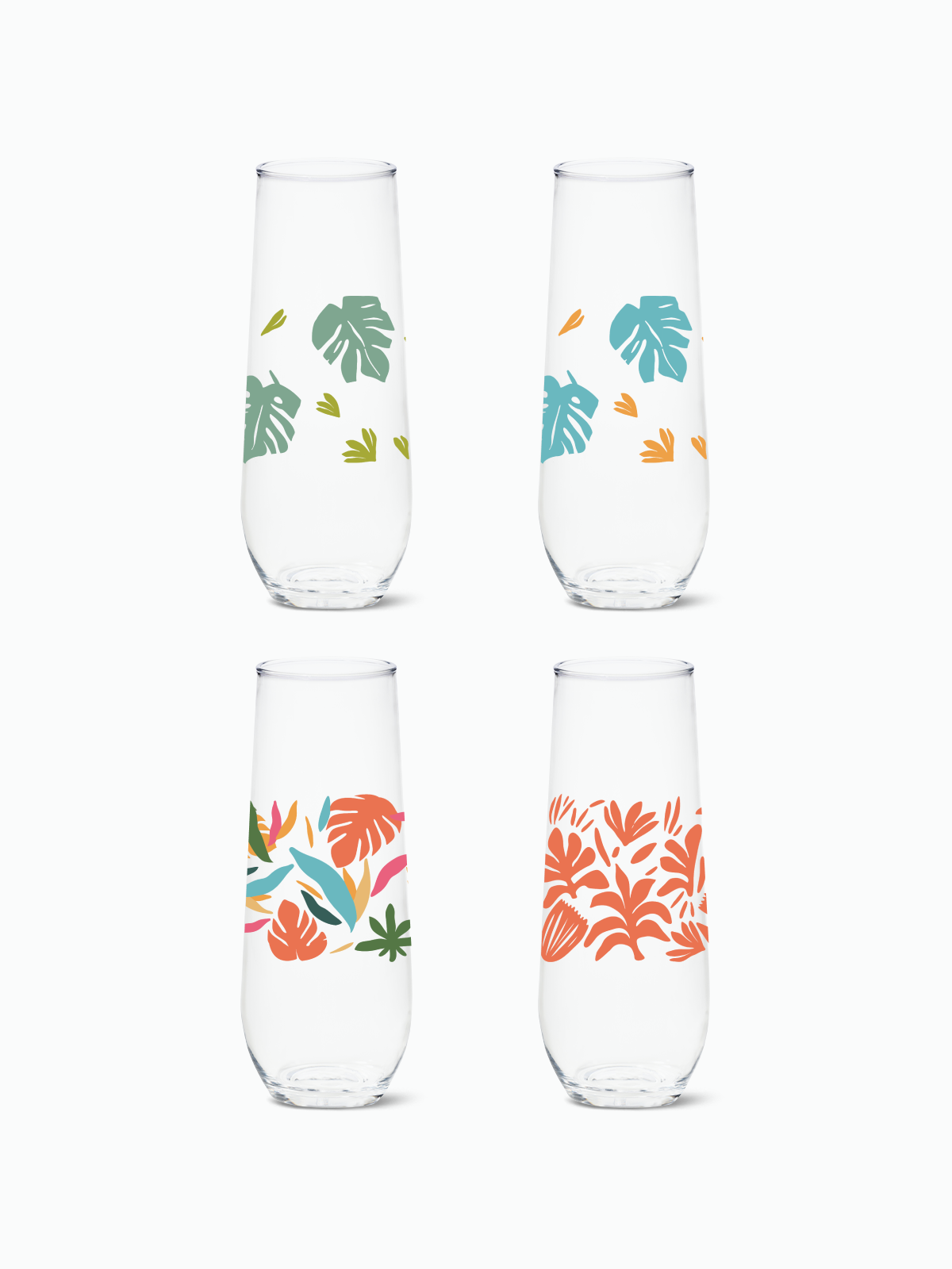 Tropical Abstract - RESERVE 9oz Stemless Champagne Tritan Copolyester Glass